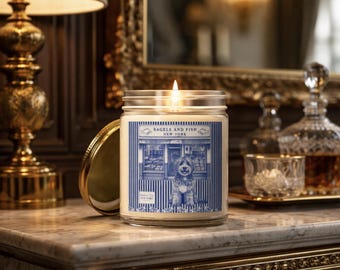 Labradoodle Candle | Upper West Side Bagel Shop Dog Art | Coconut Apricot Wax (20hr Burn)