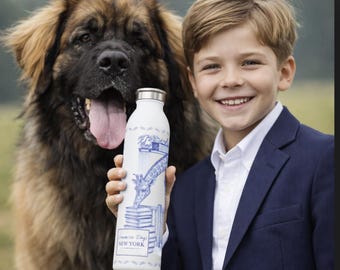 Leonberger Toile Water Bottle, NYC Zoo Dog Illustration, Streetwise Dogs New York
