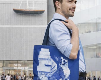 Boston Terrier Tote Bag New Museum NYC Illustration | Streetwise Dogs New York | Dog Lover Gift | Modern Art NYC Bag