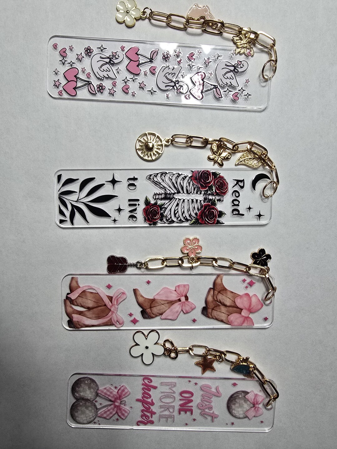 Acrylic Bookmarks With Charm Chain - Etsy