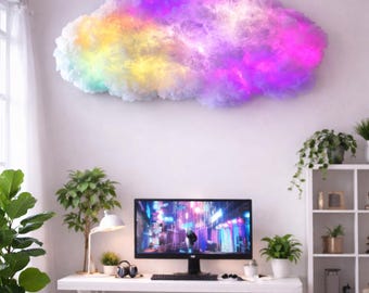 Cloud LED-lampa: anpassningsbar stämningsbelysning för sovrum, anpassningsbar färg, tillverkad av bomull