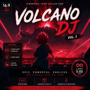 Volcano DJ Vol. 1 | Anime DJ Loop Pack | 5 Min Video Loop, Video Base & Photo | 16:9 Visuals
