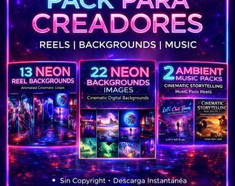 Ultimate Content Creator Pack – Neon Reel Backgrounds, Aesthetic Background Images & Royalty Free Music | TikTok Reels Bundle
