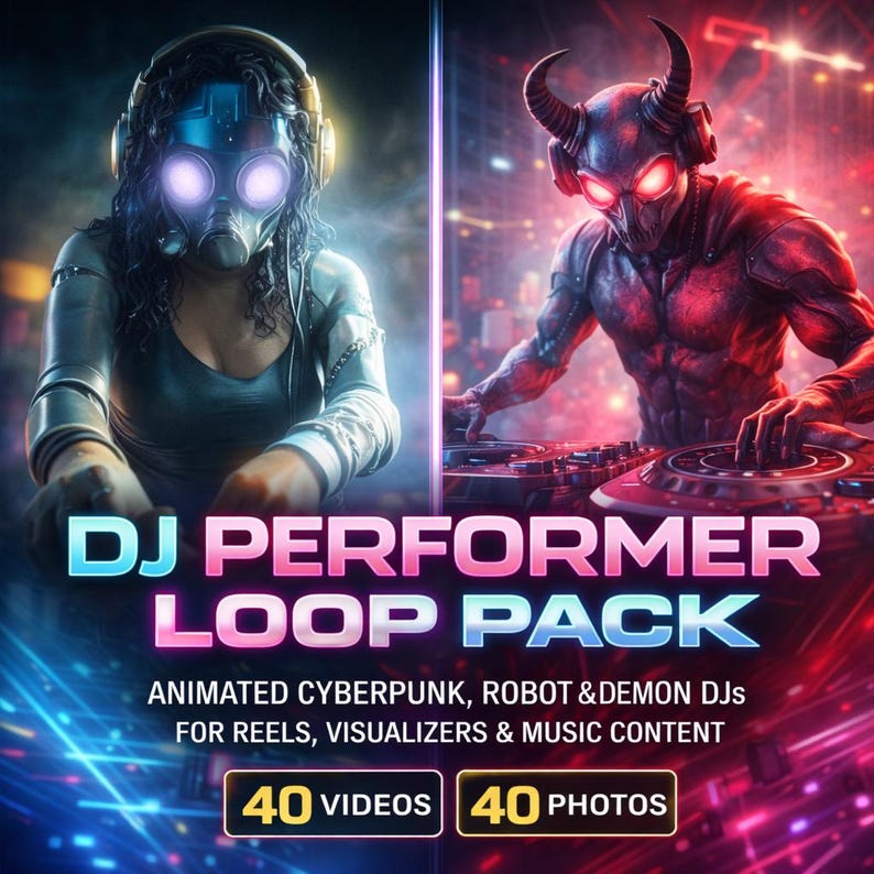 DJ Performer Loop Pack | 40 Loopable Videos + 40 HD Photos | Cyberpunk ...
