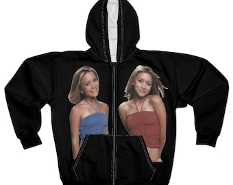 Olsen Twins Icons Photo Zip Hoodie | Black All-Over Print