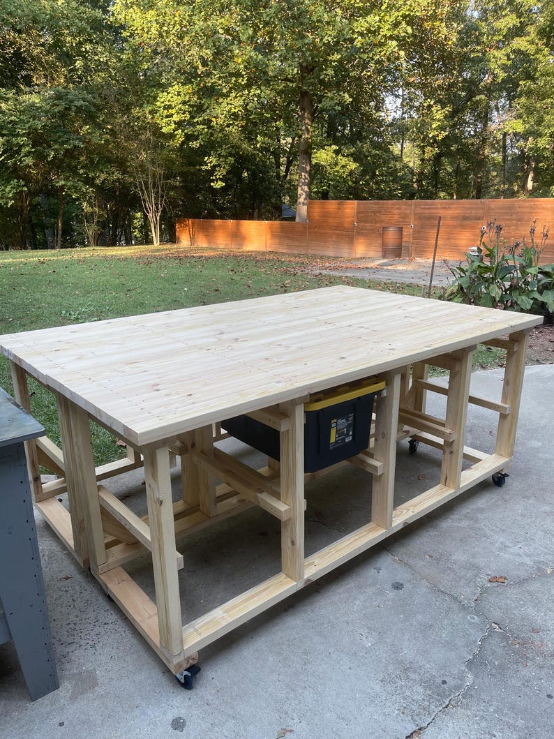 Workbench Storage Containers Heavy Duty Workbench Plans, 2x4 Construction, Integrated 17 Gallon Tote ...