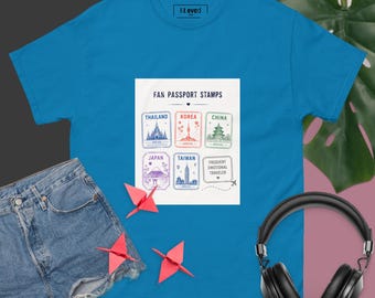 Maglietta con timbri del passaporto dei fan / Regalo per fan di Kdrama, Cdrama, Thai BL / Design di maglietta per amanti dei drama asiatici / Etichetta Bloved