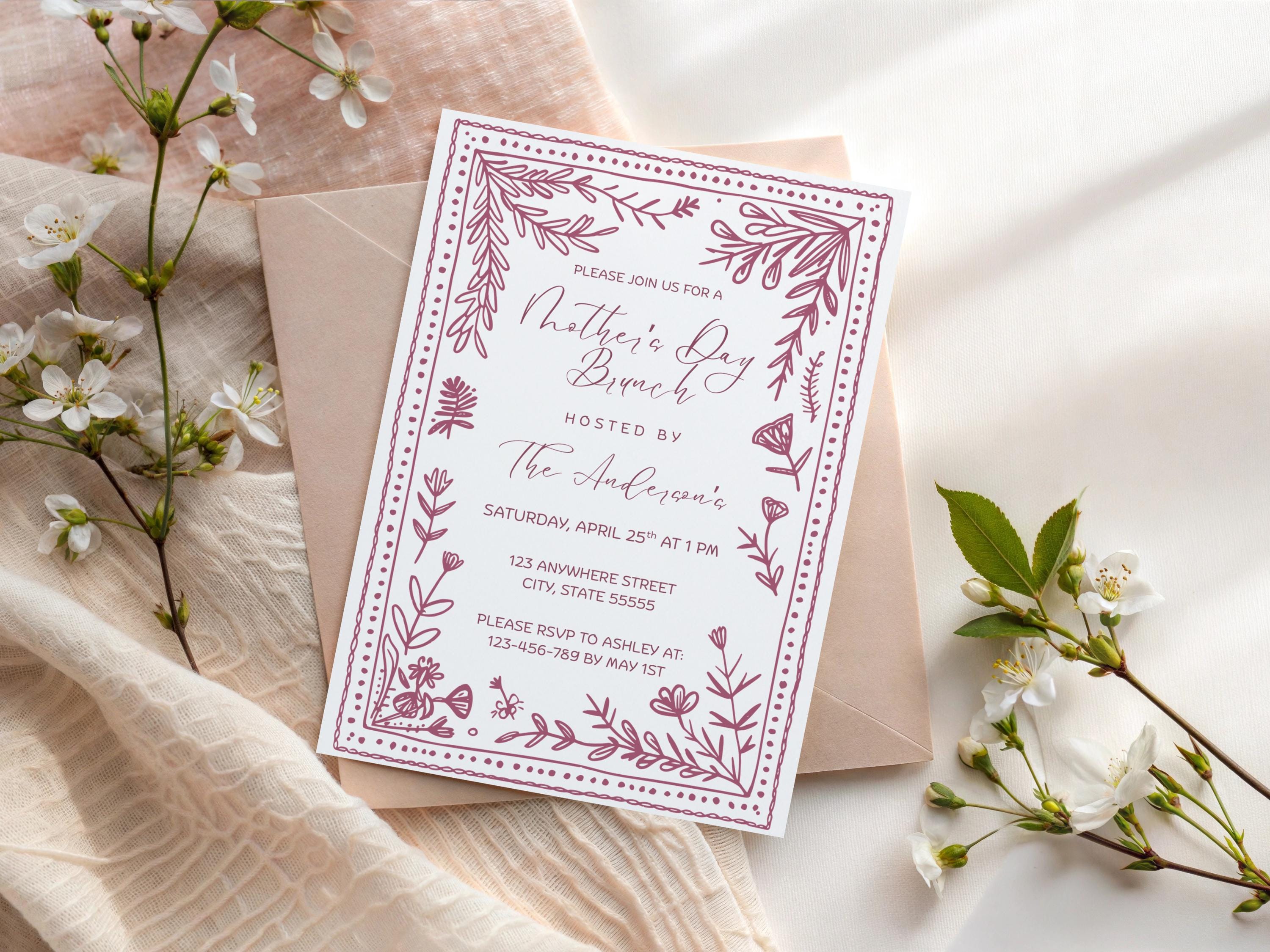Editable Mother’s Day Brunch Invitation, Cottage Core Invite, Canva ...