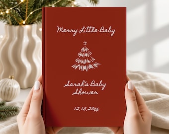 Personalized Merry Little Baby Shower Guest Book | Custom Christmas Baby Shower Keepsake Journal (Hardcover)