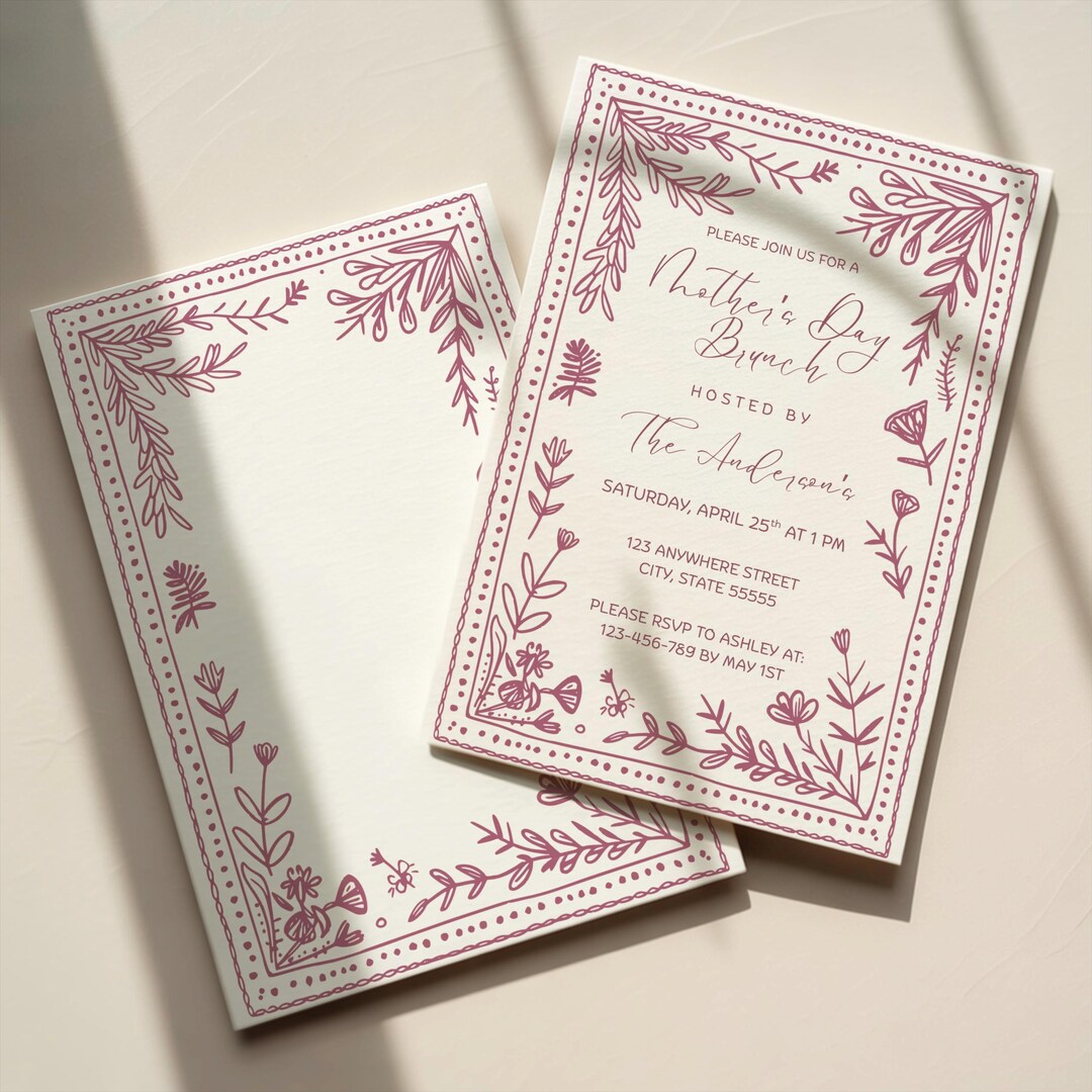 Editable Mother’s Day Brunch Invitation, Cottage Core Invite, Canva ...