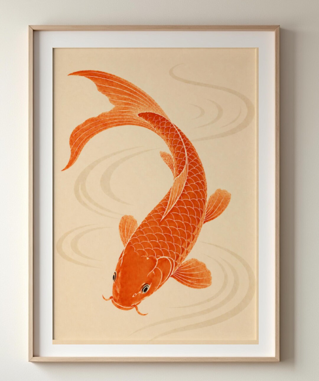 Koi Fish Wall Art Print, Japanese Minimalist Japandi Decor, Zen Poster ...