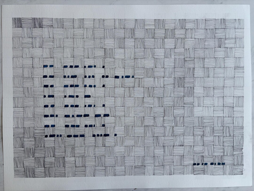 Abstract Fine Line With Morse Code, Ink and Acrylic Painting (24 X 30 ...