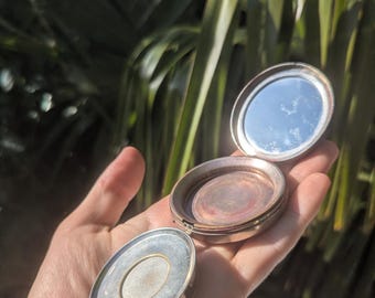 Antique 1924 Art Deco Powder Compact w/Mirror, Silver Plate American Made