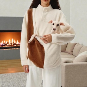 Djurtransportör med huva och kängurupåse för små hundar och katter, mysig hundtransportör med ficka för husdjur, hundhållartröja, huva för husdjursfodral för kvinnor