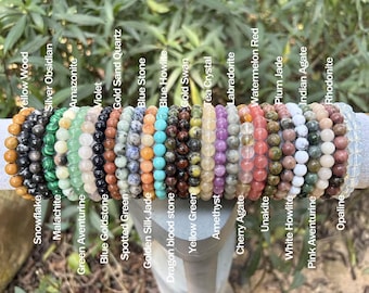 Natural Crystal Beaded Bracelet – Handmade Gemstone Energy Bracelet, Healing Crystal Jewelry, Stretch Wrist Bracelet
