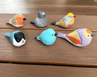 Rustic Wooden Bird Sculpture, Hand Carved Animal Figurine, Handmade Nature Decor, Woodland Style Home Accent Gift