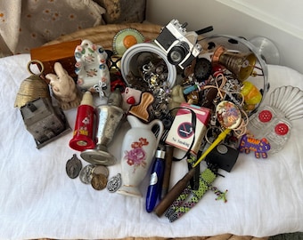 Mystery Bundle, Junk Journal Supplies, Vintage Trinkets & Miniatures, Curated Oddities, Unique Gift