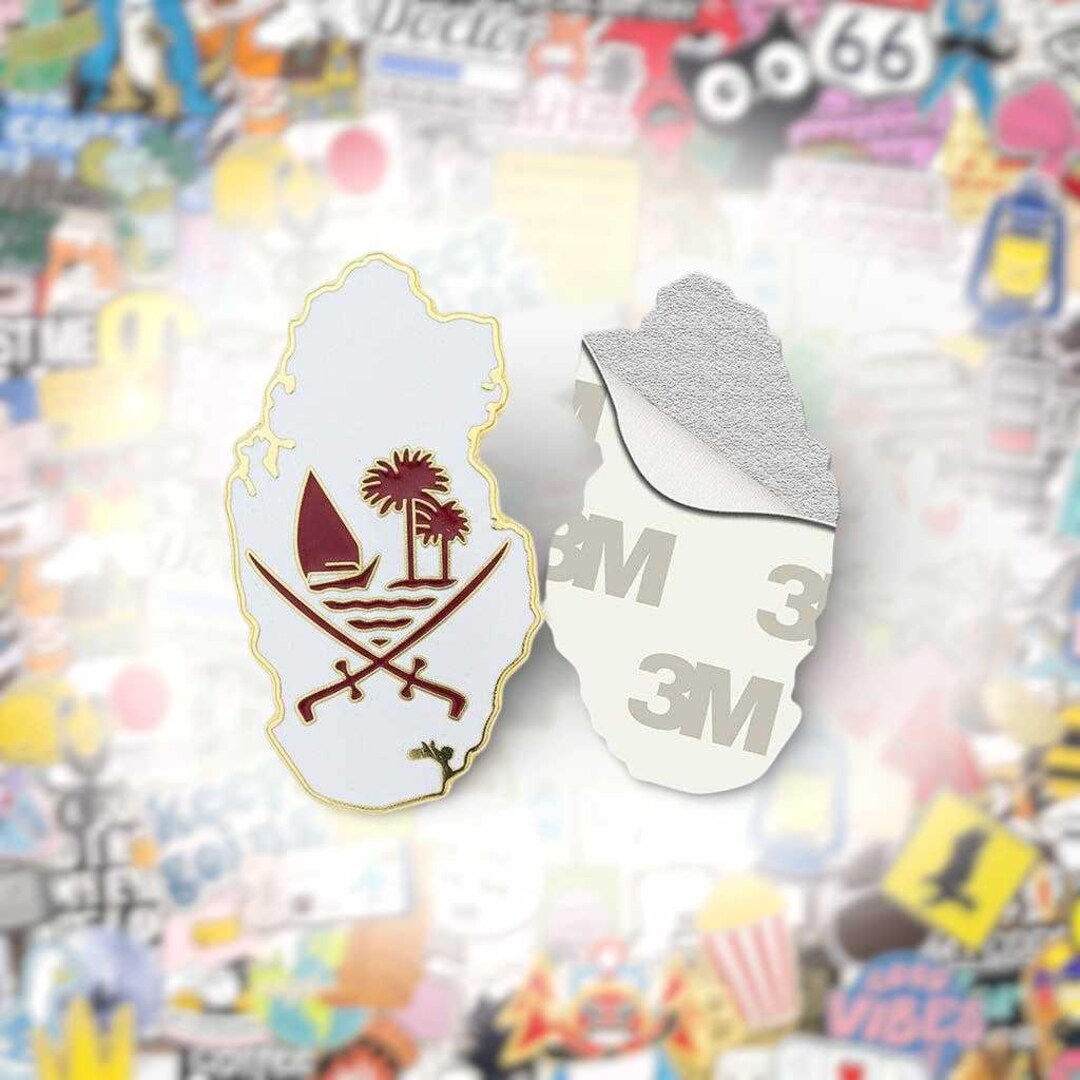 Back Sticker Qatar Qatar Emblem Map Outline Metal Phone Sticker With 3M Sticky Backing - Etsy