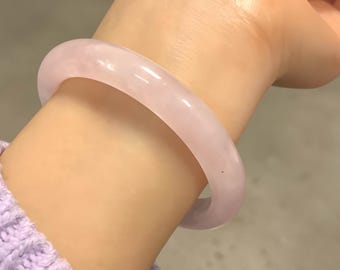 Rose Quartz Crystal Bracelet, Elegant Pink Gemstone Bangle, Unique Jewelry for Women