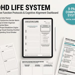 Digitaler ADHS-Planer, Tracker für exekutive Funktionen & Dopamin-Menü (8-seitiges System)