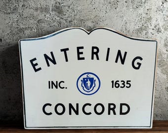 Letrero de madera "Entrando en Concord, MA" / Decoración rústica de pared de Massachusetts