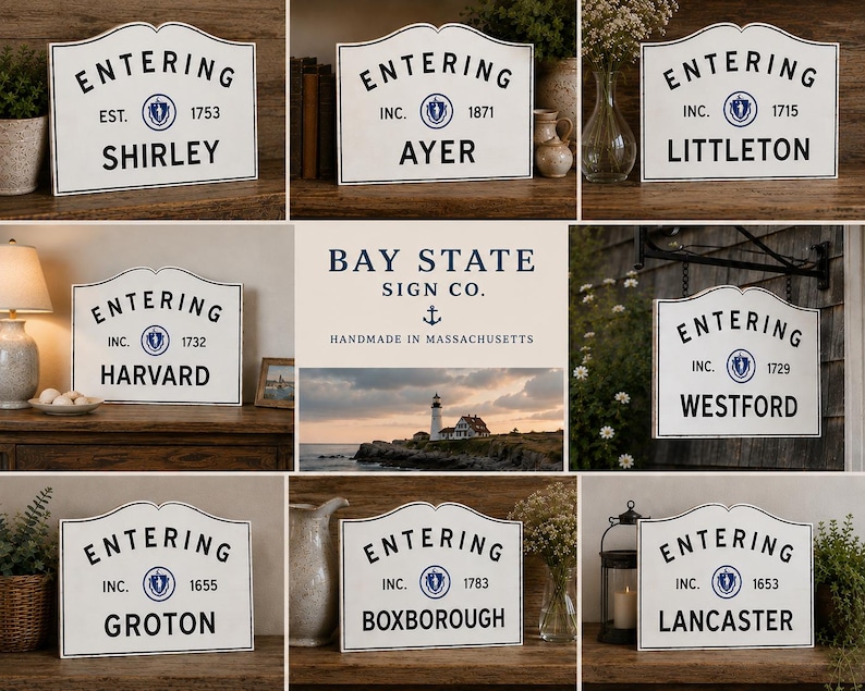 Entering Est. Sign Custom Massachusetts Town Sign | Personalized “entering” Sign ...