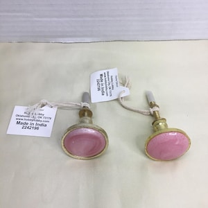 Hobby Lobby Marbled Round Knobs Pink Gold Metal Cabinet Drawer Pulls Set of 2