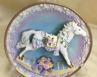 Cadona Rocking Horse Plate Vintage 1999 Ceramic 3D Carousel Decor