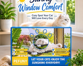Cat Window Perch Hammock Beige Premium Set 40lb