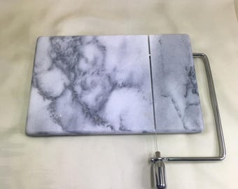 Gray Marble Cheese Slicer Board Wire Cutter With 2 Extra Wires