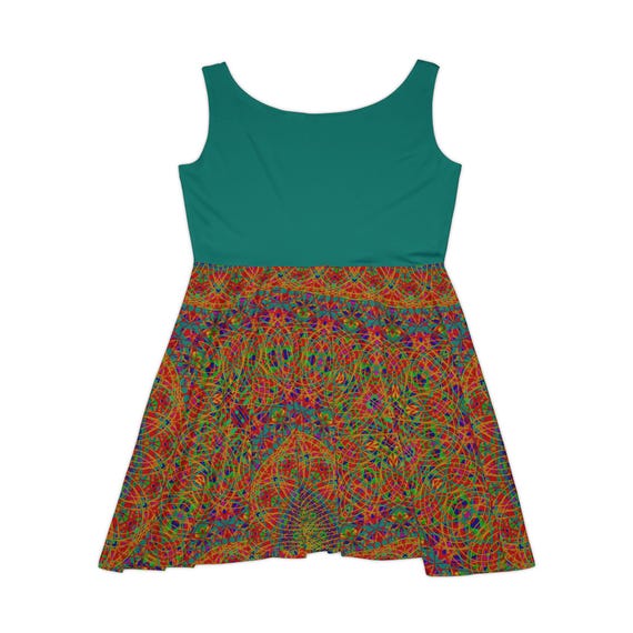 multi color skater dress Multicolor Abstract Skater Dress: Sleeveless Spring Summer Dress
