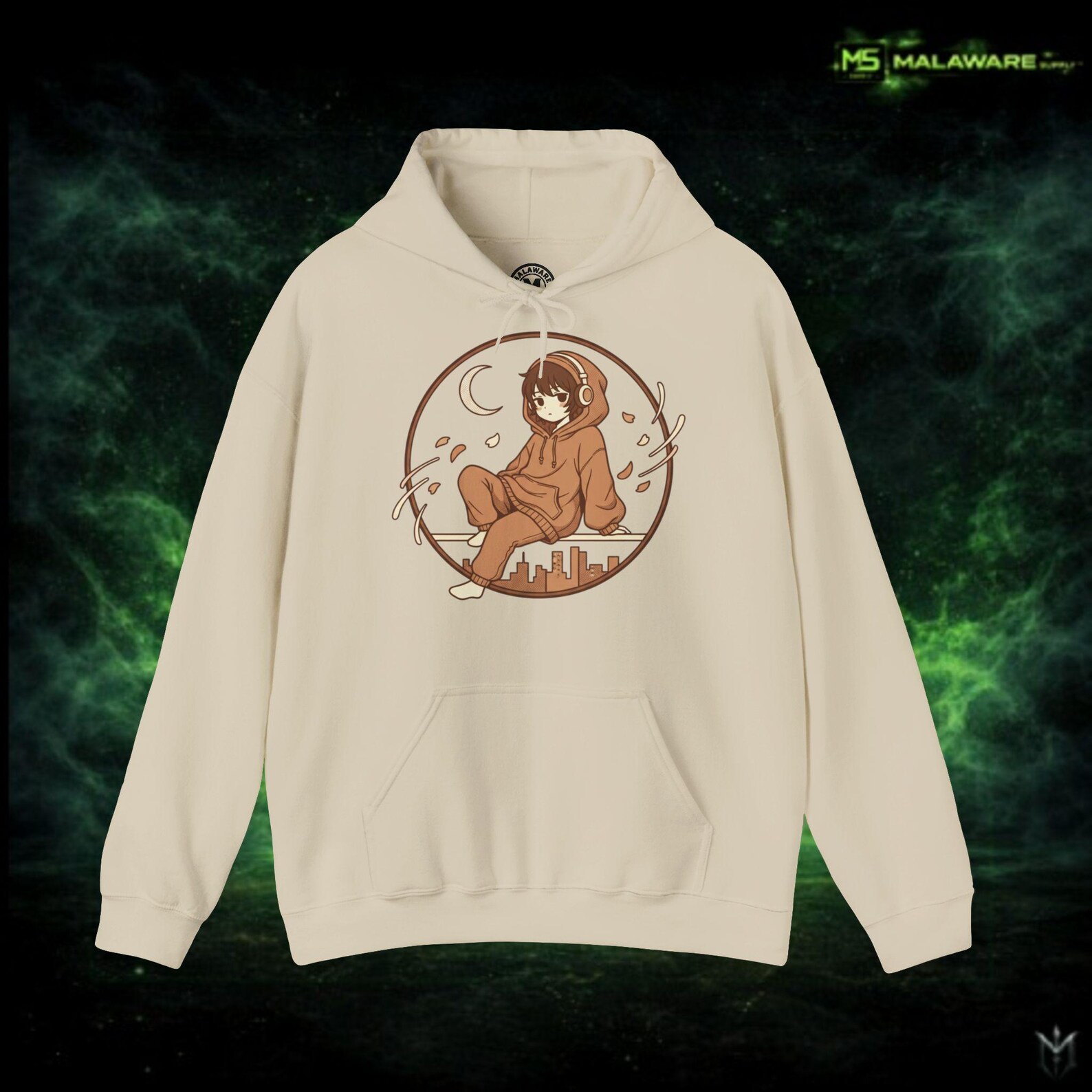 Malaware StreetWear™ Cozy Girl Moon Sketch Hoodie