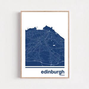 Mapa monocromático de Edimburgo para pared / Póster llamativo de la ciudad, 6 colores, regalo de graduación