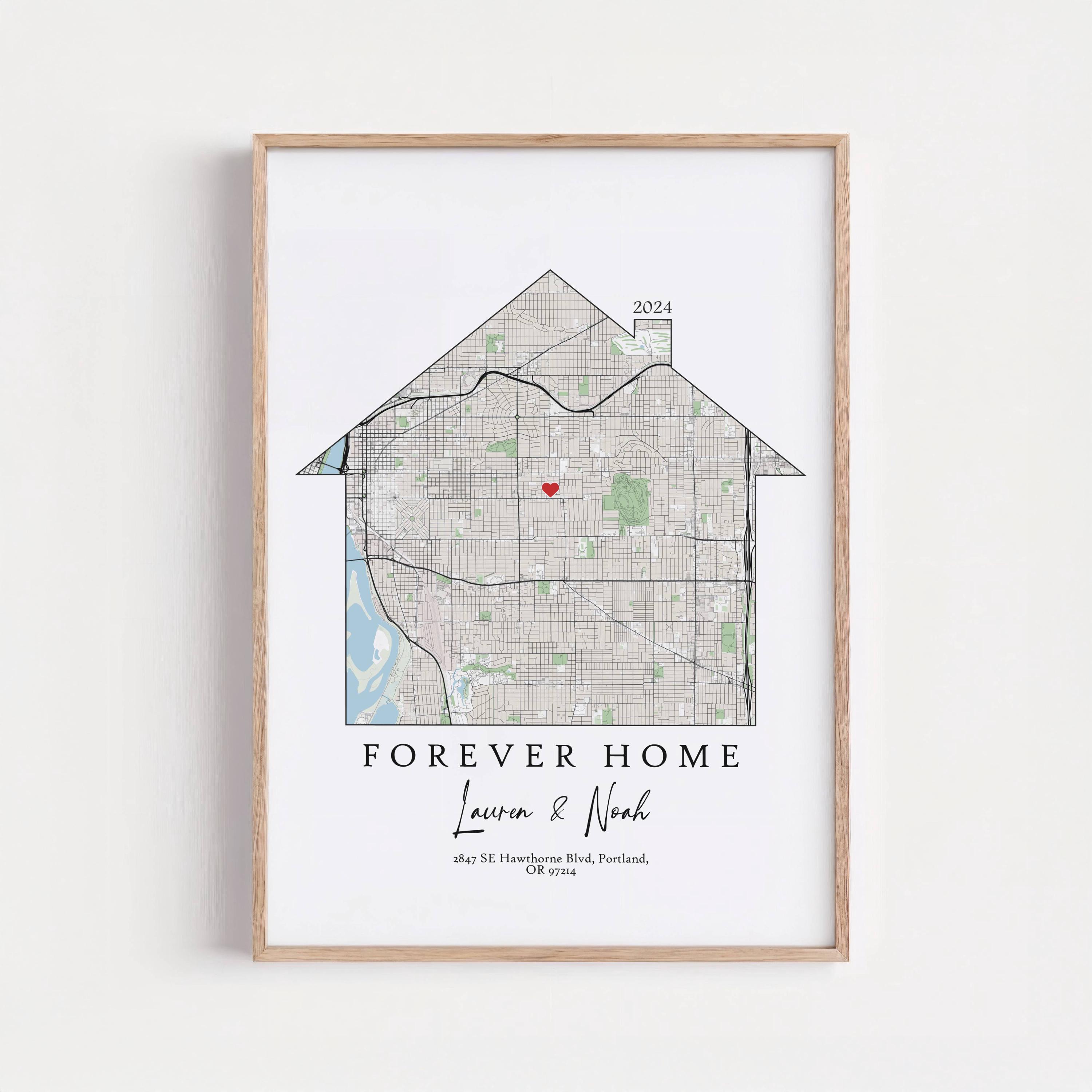 Personalized House Map Print | Custom Home Coordinates Art (digital ...