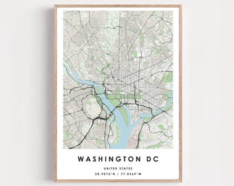 Washington DC Map Print - City Street Cartography Wall Art - Modern Home Wall Decor