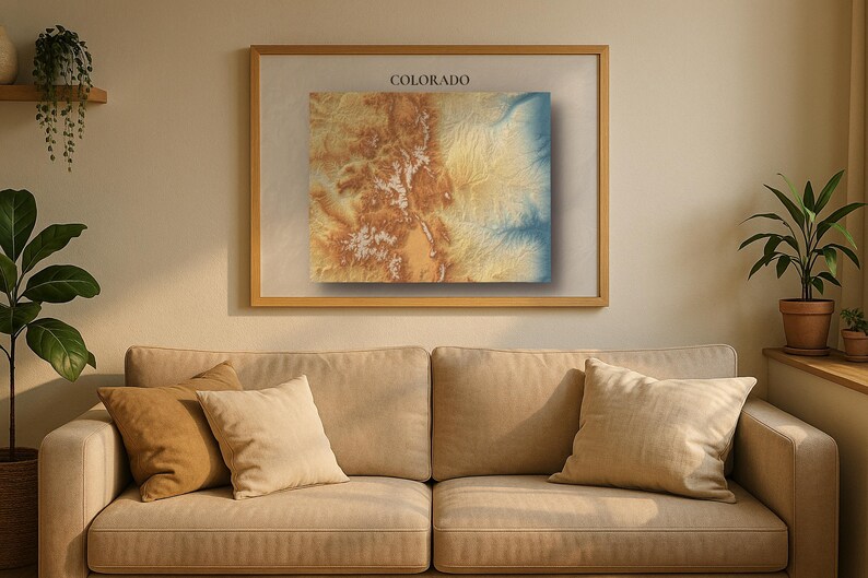 Colorado Topographic Map Print | Elevation Relief Wall Art, State ...