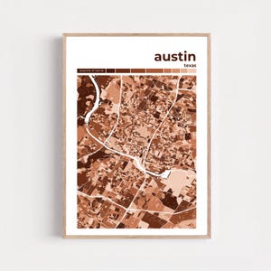 Austin City Map Print, Mosaic Wall Art, Choose Your Color, Anniversary Gift
