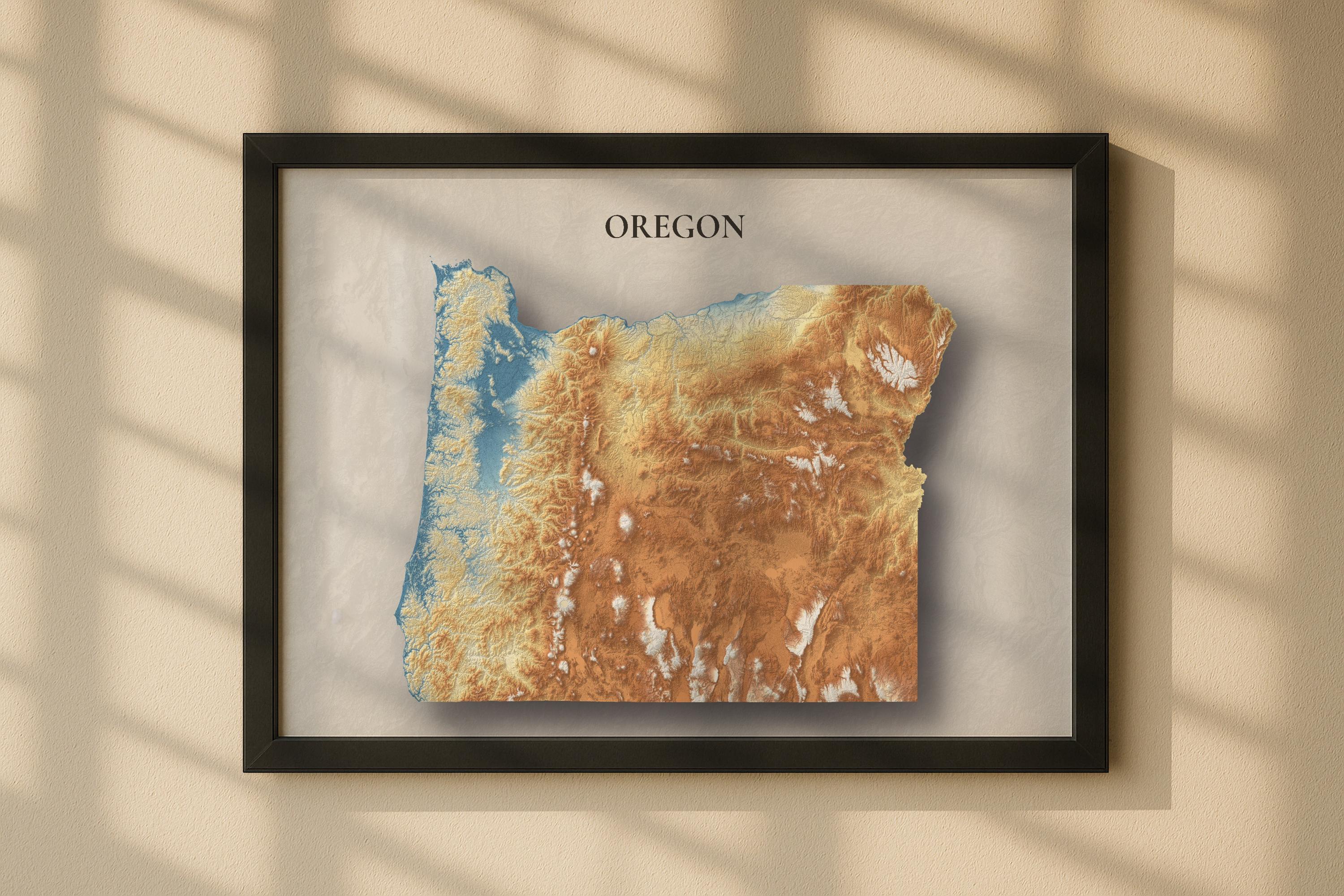 Topo Map Riddles Oregon Oregon Topographic Map Digital Download | Elevation Relief Art, State ...