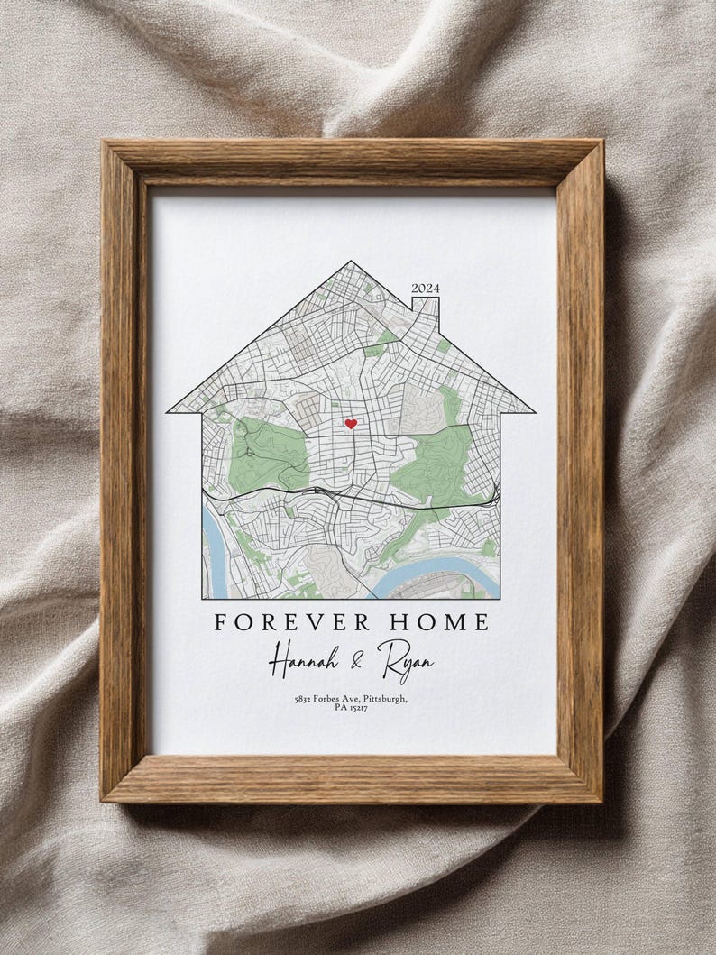 Personalized House Map Print | Custom Home Coordinates Art (digital ...