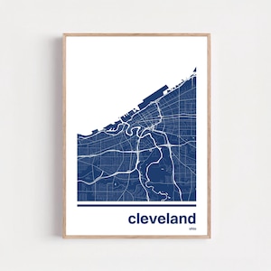 Cleveland Map Print | Monochrome City Art, Choose Your Color, Housewarming Gift
