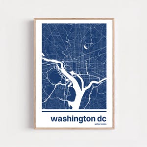 Mapa monocromático de Washington D.C. para pared / Póster llamativo de la ciudad, 6 colores, regalo de aniversario