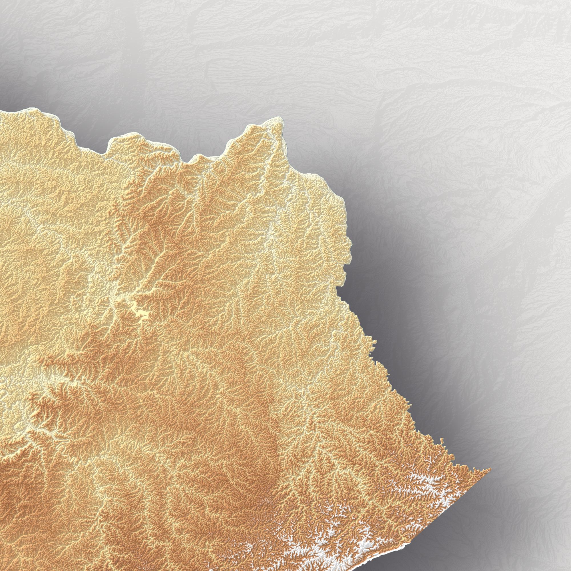 Kentucky Topographic Map Digital Download | Elevation Relief Art, State ...