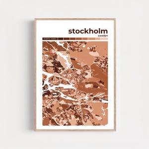 Lámina artística del mapa de Estocolmo, póster moderno con mosaico de la ciudad, elige tu color, regalo de viaje