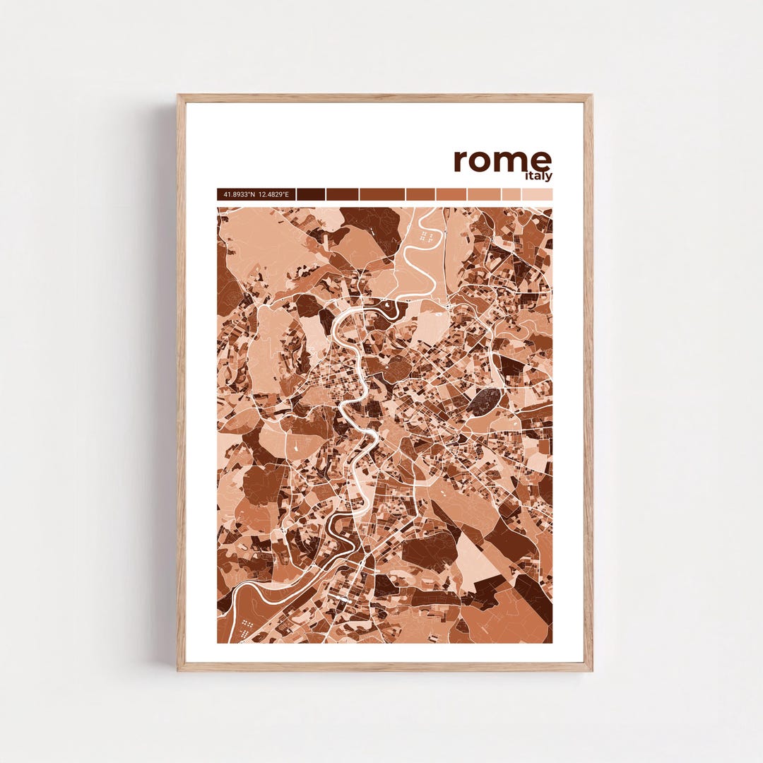Rome City Map Print, Mosaic Wall Art, Choose Your Color, Anniversary ...