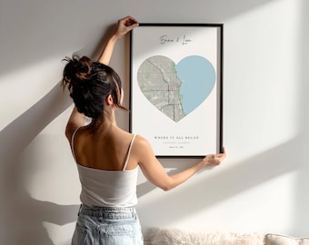 Personalized Heart Map Print | Custom Location, Date Night Keepsake (Digital Download)