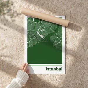 Istanbul Map Poster | Minimalist Monochrome Art, Choose Your Color, Birthday Gift