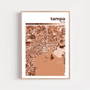 Tampa Map Art Print, Modern City Mosaic Poster, Choose Your Color, Graduation Gift