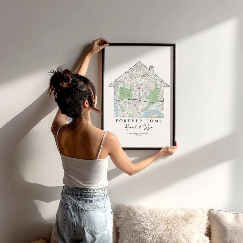 Personalized House Map Print | Custom Home Coordinates Art (digital ...