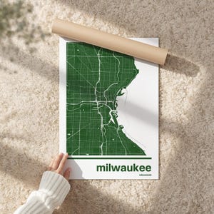 Milwaukee Map Poster | Minimalist Monochrome Art, Choose Your Color, Graduation Gift