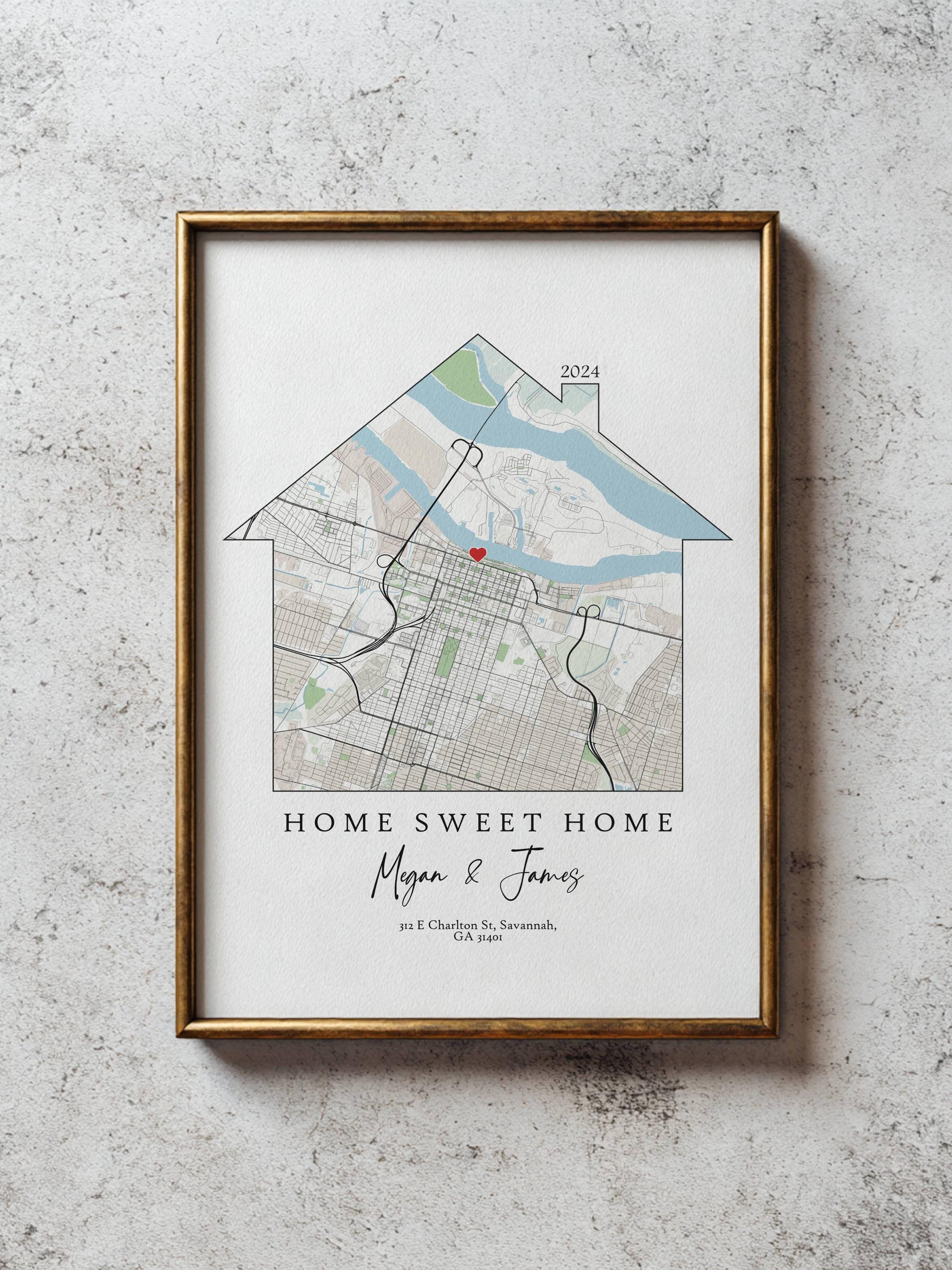 Personalized House Map Print | Custom Home Coordinates Art (digital ...